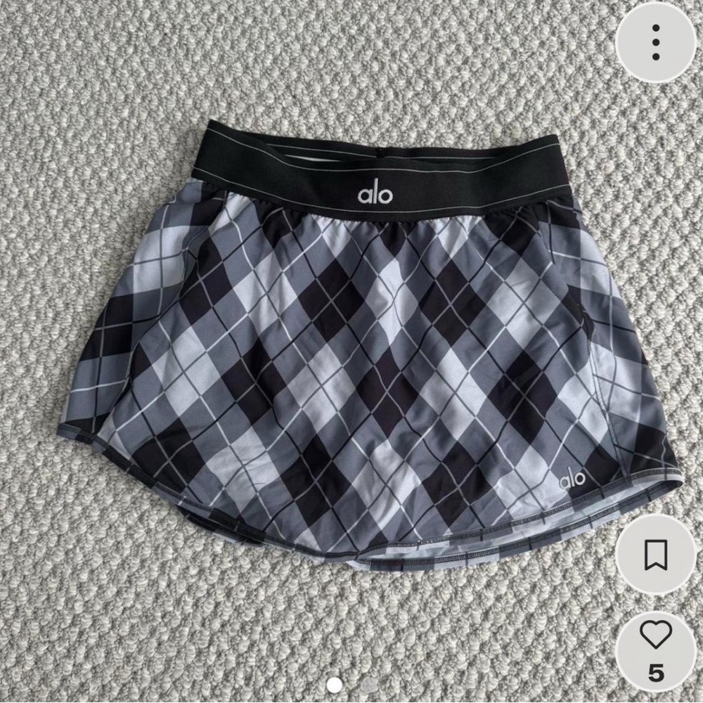 Alo Black and Gray Argyle Skirt